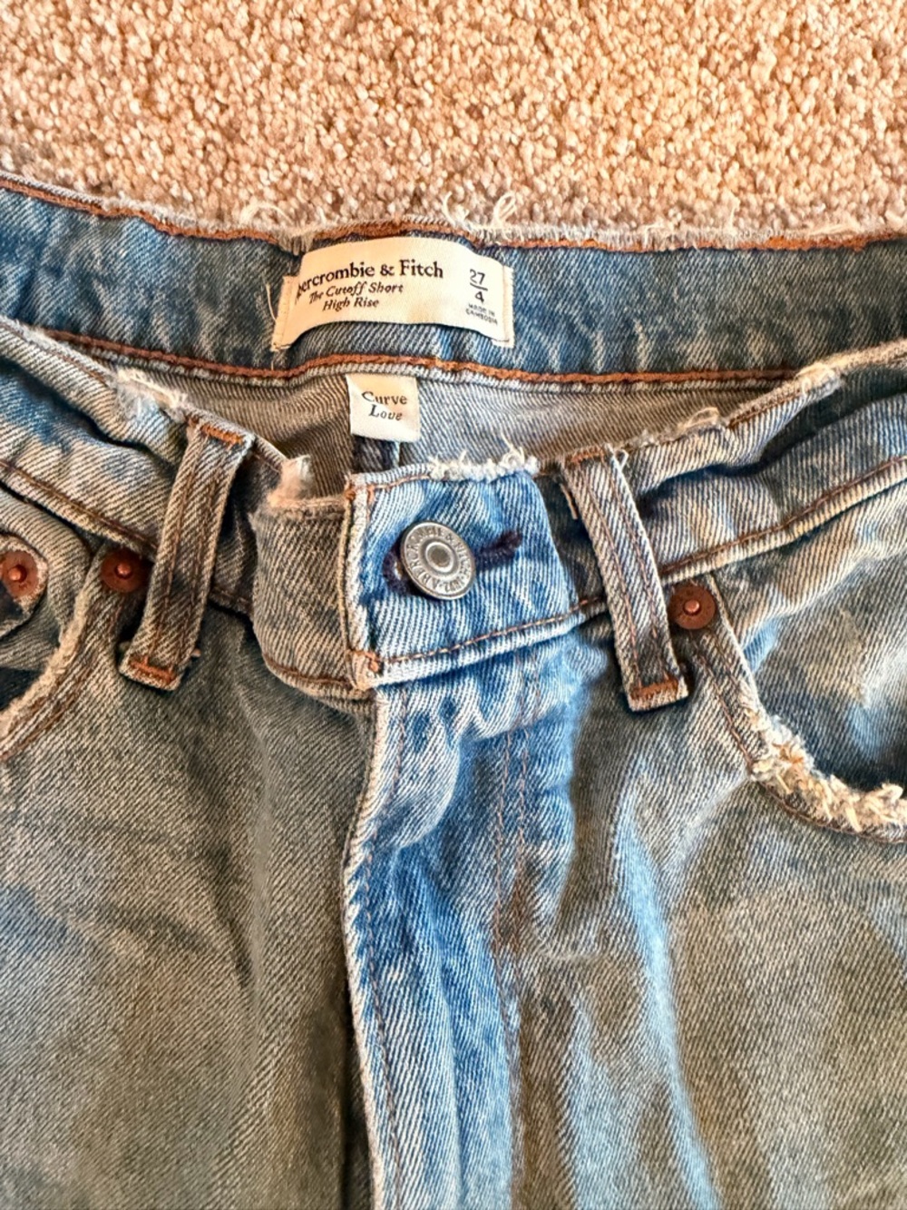 Abercrombie & Fitch Distressed Vintage Blue Denim Shorts - Picture 2 of 3